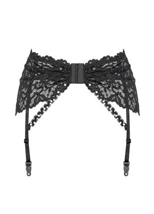 Joylace garter belt obsessive чорний пояс для панчіх з перлинами