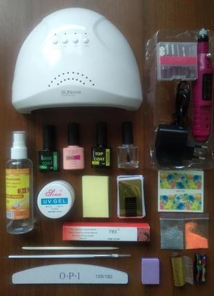Стартовий набір для манікюру гель лаком з sun лампою (21 предметів)