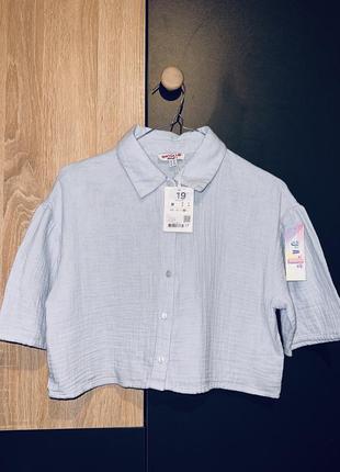 Рубашка кроп топ оверсайз французский бренд jennyfer размер м размерная сетка в карусели
