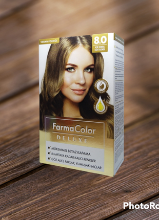 Крем-краска для волос farma color deluxe светлый блонд 8.01 фото