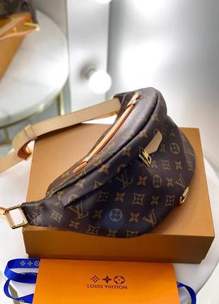 Сумка на пояс (бананка) кожаная в стиле louis vuitton