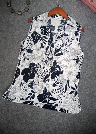 Женская льняная блуза рубашка 44 размера4 фото