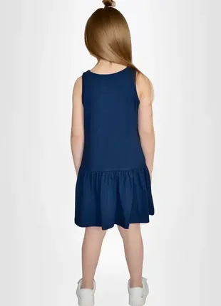Платье для девочек однотонное тёмно-синий2 фото