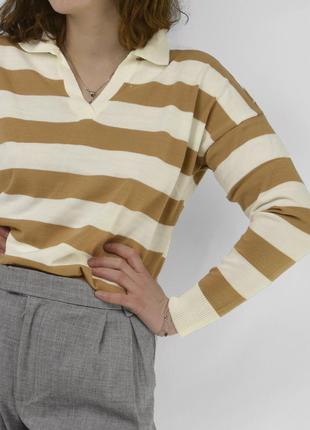 Жіночий кроп светр у широку смужку з довгим рукавом one size туреччина укорочена кофта