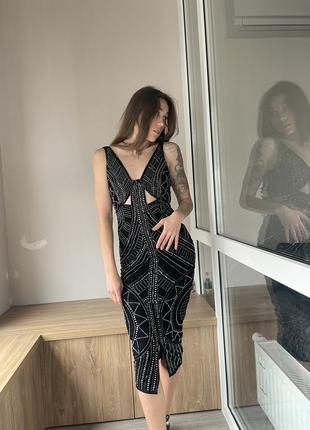 Плаття сукня футляр оксамитове розшите бісером та камінням