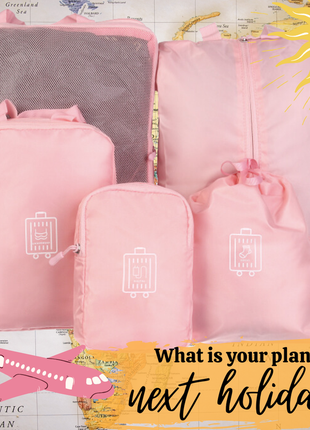 Набір дорожніх косметичок з рожевими тканинними сумками 🔥🔥🔥1 фото