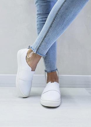 Сліпони білі жіночі  з натуральної шкіри