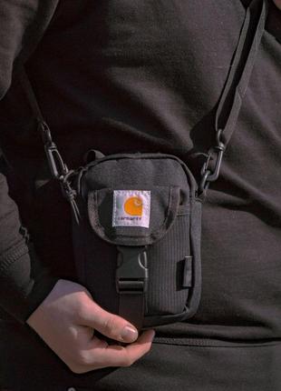 Барсетка carhartt чорна сумка через плече  чоловіча / жіноча