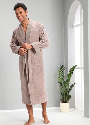 Мужской халат велюр махровый банный однотонный, мужские халаты турция на запах натуральный nusa кофе с молоком
