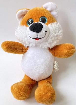 Мягкая игрушка лисичка с блестящими глазами плюшевая лиса рыжая
