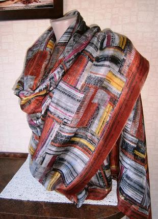 Гарний, вінтажний жіночий шарф із натурального шовку.1 фото