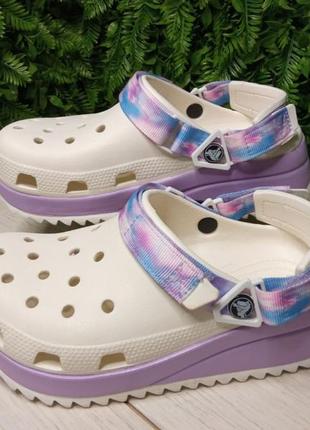 Crocs classic hiker clog white/lavender сабо крокс на платформе белие с сиреневым