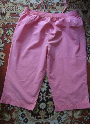 Легкие удобные брюки капри с вышивкой по низу на резинке ,100% хлопок2 фото