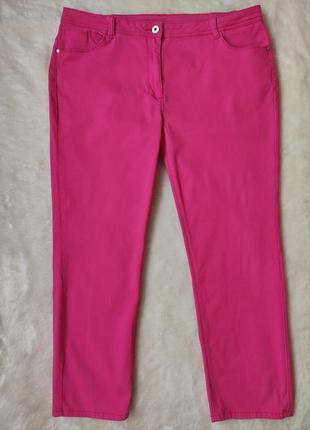 Рожеві малинові прямі джинси кроп стрейч джегінси висока талія посадка батал великого розміру3 фото