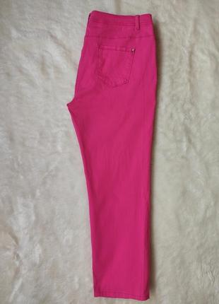 Рожеві малинові прямі джинси кроп стрейч джегінси висока талія посадка батал великого розміру9 фото