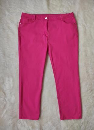 Рожеві малинові прямі джинси кроп стрейч джегінси висока талія посадка батал великого розміру2 фото