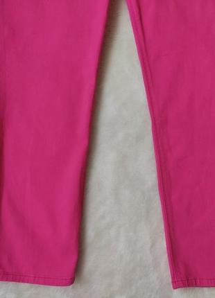 Рожеві малинові прямі джинси кроп стрейч джегінси висока талія посадка батал великого розміру4 фото
