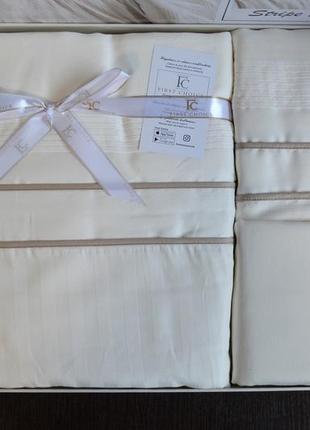 Постельное белье first choice deluxe satin 200х220 stripe style cream6 фото