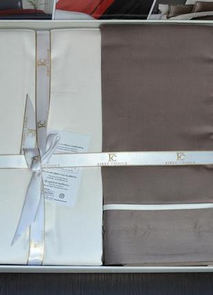 Європейська сатинова постільна білизна 200х220 гарна, постільні комплекти євро однотонні коричневий4 фото