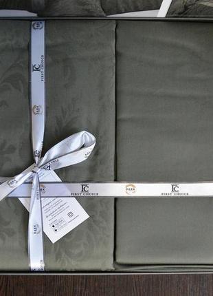 Жаккардовое постельное белье евро 200х220 сатиновоновое, однотонные комплекты постельного белья зеленый3 фото