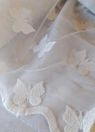 Тюль молочна турецька штора гардина занавіска на фатині метелики в дитячу