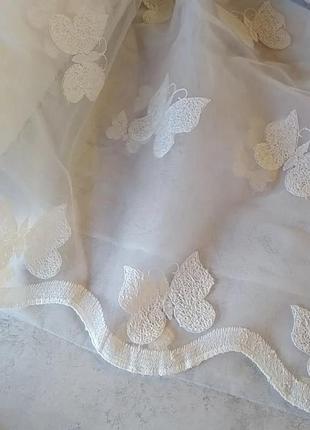 Тюль молочна турецька штора гардина занавіска на фатині метелики в дитячу