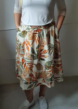 Летняя юбка из натурального тканей р.2xl-3xl