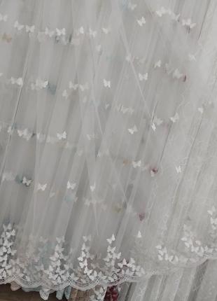 Тюль метелики молочна штора нардина занавіска в дитячу на фатині нова