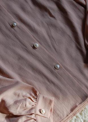 Елегантна базова блуза сорочка з перлинними гудзиками від shein як нова5 фото