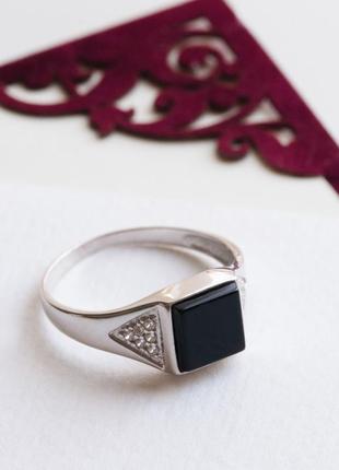 Мужское серебряное кольцо с ониксом2 фото