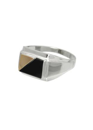 Мужской серебряный перстень с золотой вставкой и ониксом2 фото