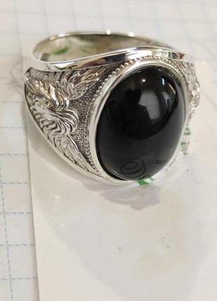 Мужской серебряный перстень лев с натуральним камнем тигровый глаз, гематит, оникс