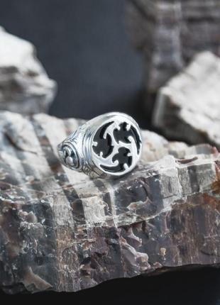 Мужское серебряное кольцо с ониксом 17 размер