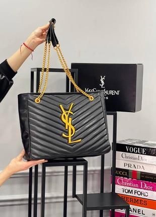 Сумка черная стеганая женская в стиле yves saint laurent сумка большая ив сен лоран шопер ysl