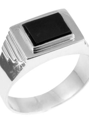 Мужское серебряное кольцо с ониксом1 фото