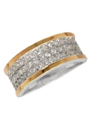 Женское серебряное кольцо аркадия с золотыми вставками 078к1 фото