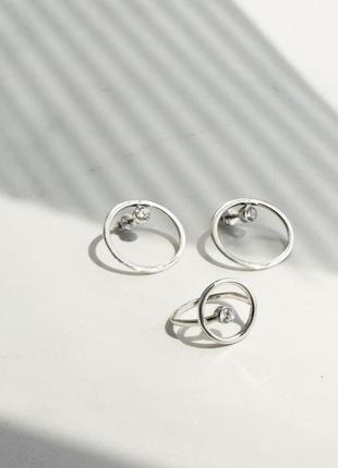 Срібні сережки пусети межі гармонії квадрати без каменів4 фото