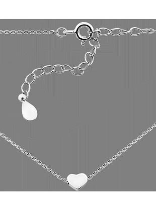 Кольє срібне маленьке сердечко на ланцюжку без камінців