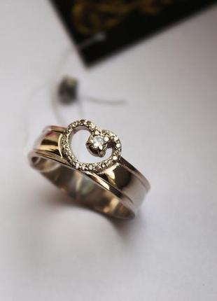Серебряное кольцо сердце родированное для помолвки 142