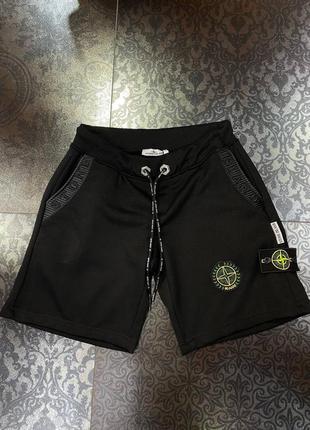 Брендовые мужские шорты / качественные шорты stone island в черном цвете на лето