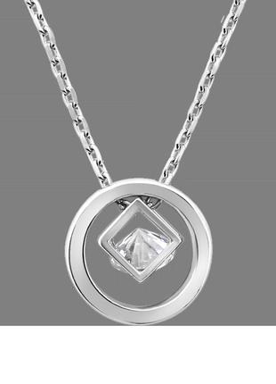 Серебряное колье геометрия с одним фианитом