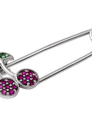 Булавка серебряная вишенки