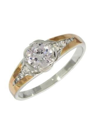 Женское серебряное кольцо анжелика с золотыми вставками и фианитом, александритом, танзанитом 067к
