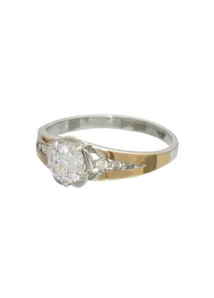 Женское серебряное кольцо анжелика с золотыми вставками и фианитом, александритом, танзанитом 067к2 фото