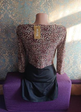 Красивое платье по фигуре с леопардовой блузой р.42/442 фото