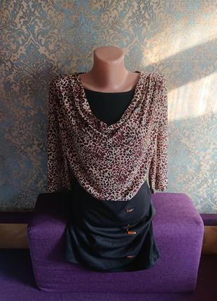 Красивое платье по фигуре с леопардовой блузой р.42/444 фото