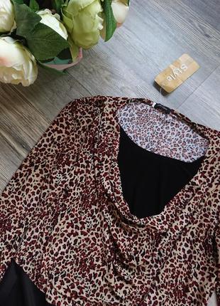 Красивое платье по фигуре с леопардовой блузой р.42/4410 фото