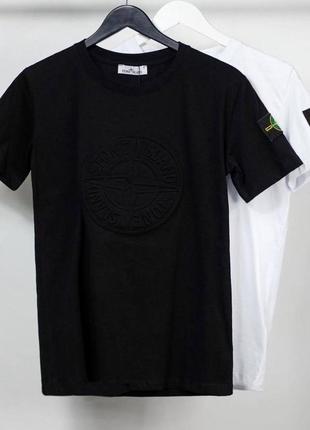 Брендовые мужские футболки стон айленд/качественные футболки stone island в черном и белом цвете на лето