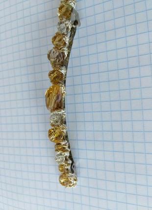 Заколка автомат с желтыми вставками