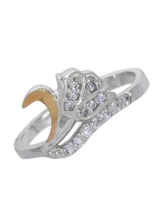 Женское серебряное кольцо жасмин с золотой вставкой  094к1 фото